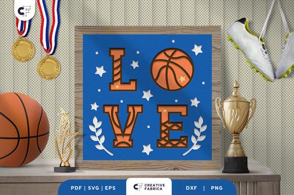 Download Basketball LOVE 3D Paper Cut - Premium Resources