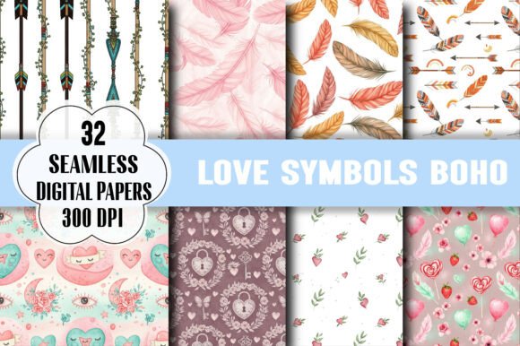 Download Watercolor Love Symbols Boho Pattern - Love symbols Collection