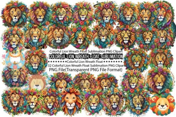 Download Colorful Lion Wreath Float Sublimation - Premium Bundle