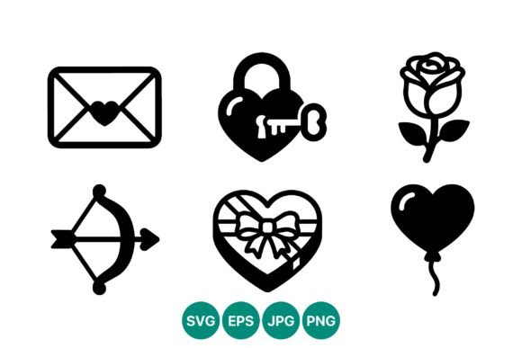 Download Love Symbols Black Vector Icons Set - Love symbols Collection